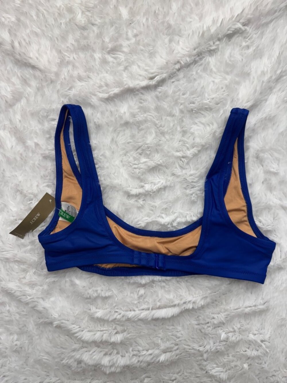 J.Crew Blue Bikini Top Adjustable Back Lined Heritage Scoop Neck Bikini Top Med - Picture 5 of 13